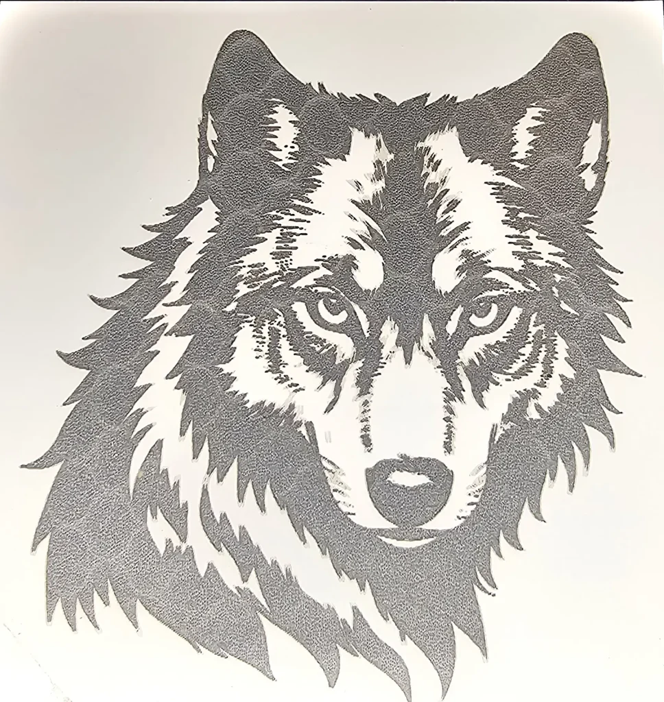 Wolf Engraved on Mirror From Back with Monport Onyx