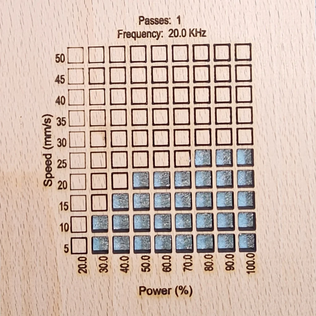 3.175 mm Beech Cut Results with Monport Onyx 50W Laser Engraver