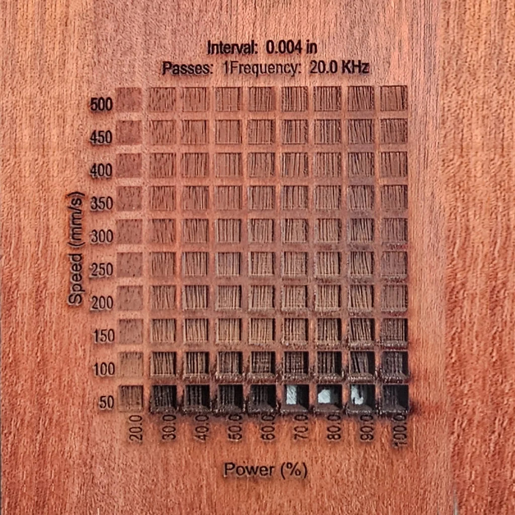3.175 mm Bloodwood Engrave Results with Monport Onyx 50W Laser Engraver