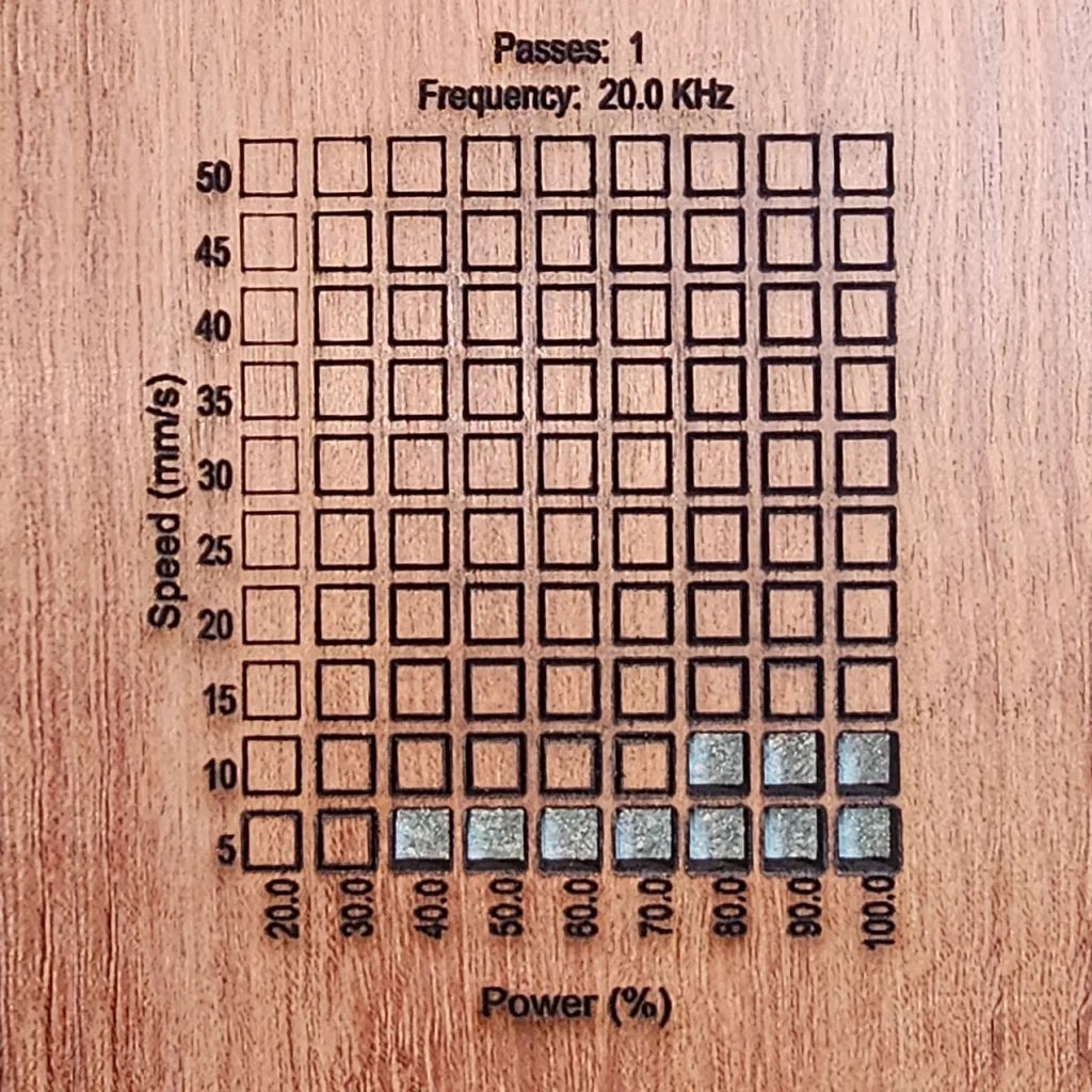 3.175 mm Bubinga Cut Results with Monport Onyx 50W Laser Engraver