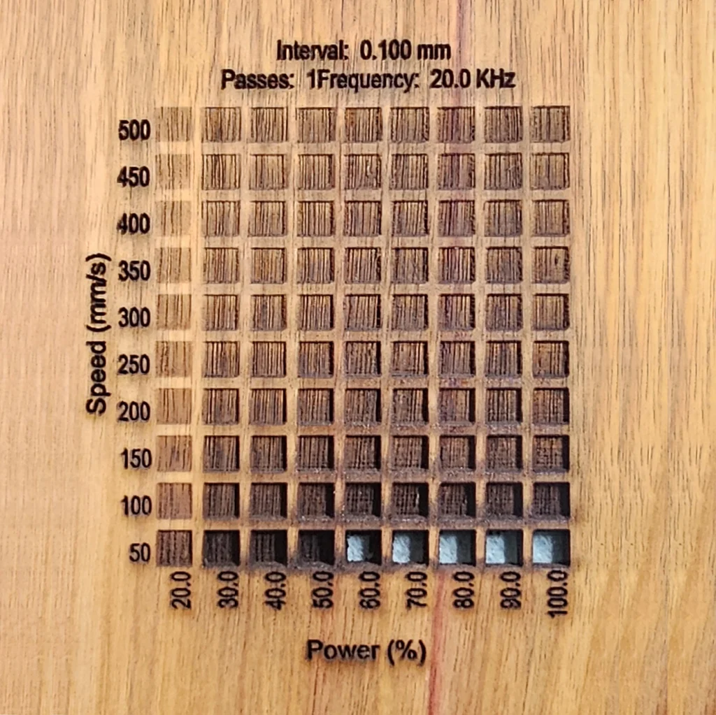 3.175 mm Canarywood Engrave Results with Monport Onyx 50W Laser Engraver