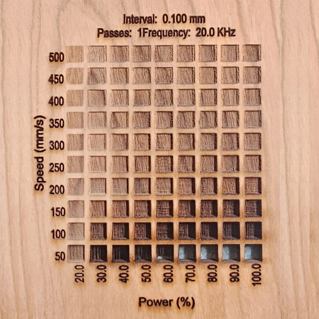 3.175 mm Cherry Engrave Results with Monport Onyx 50W Laser Engraver
