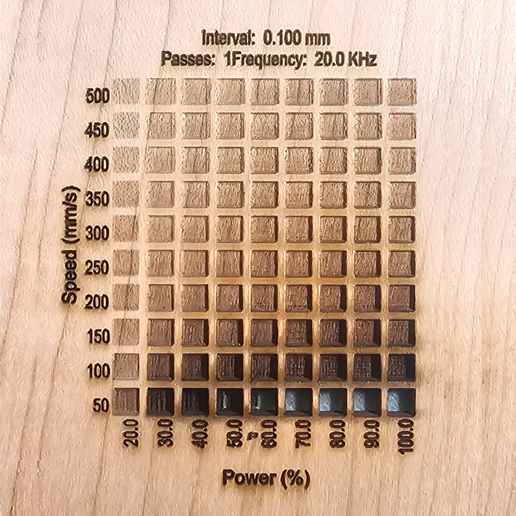 3.175 mm Hard Maple Engrave Results with Monport Onyx 50W Laser Engraver