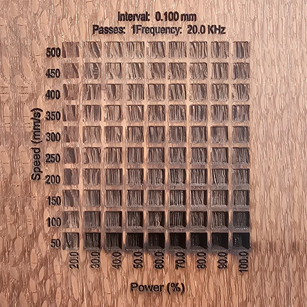 3.175 mm Leopardwood Engrave Results with Monport Onyx 50W Laser Engraver