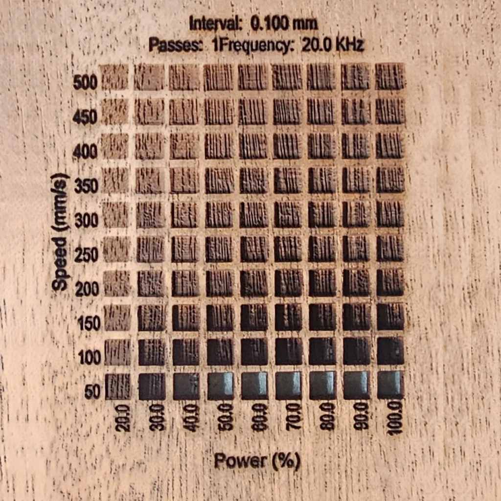 3.175 mm Mahogany Engrave Results with Monport Onyx 50W Laser Engraver