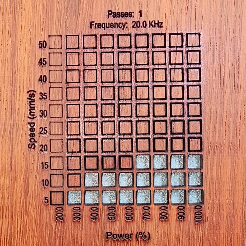 3.175 mm Padauk Cut Results with Monport Onyx 50W Laser Engraver
