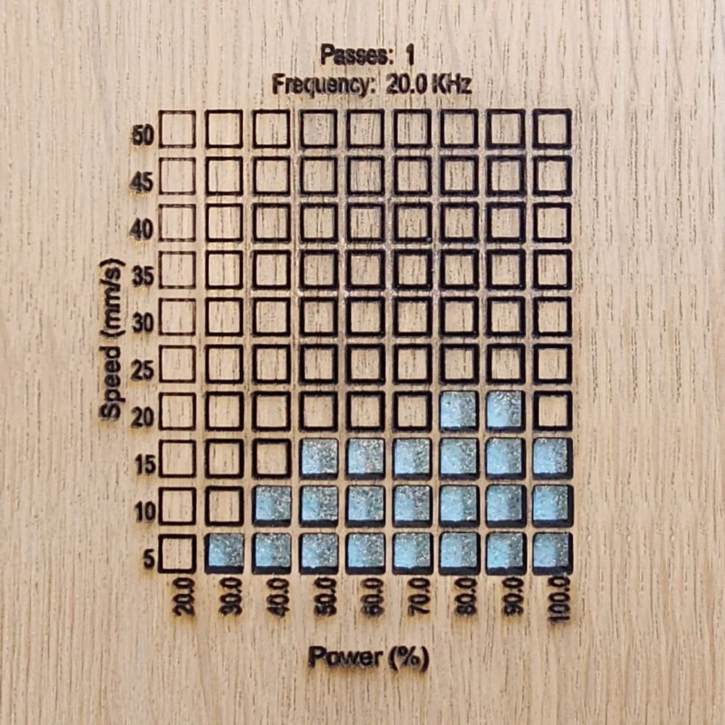 3.175 mm Quarter Sawn White Oak Cut Results with Monport Onyx 50W Laser Engraver